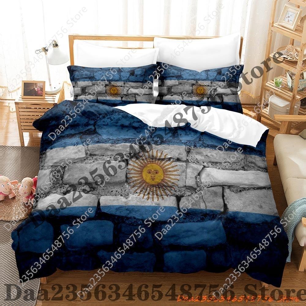 Kpop Cool Argentina Flag Bedding Set Single Twin Full Queen King Size Bed Set Adult Kid Bedroom Duvetcover Sets 3D Print Bed She