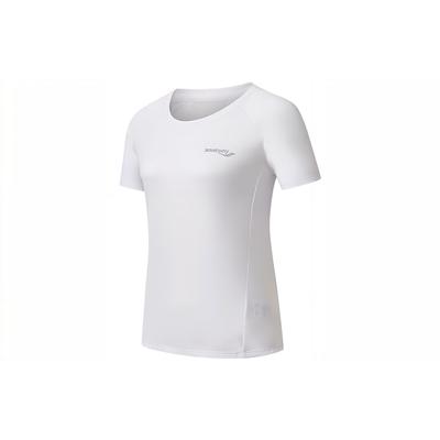 Camiseta Pulôver de Cor Sólida Gola Redonda Manga Curta Tops Femininos Branco Pérola SC1230008DY-WT02