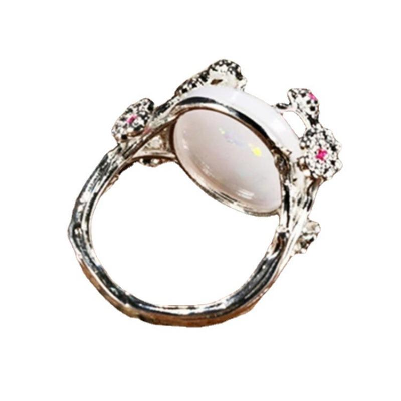 Stylish and simple opal opal branch flower ring