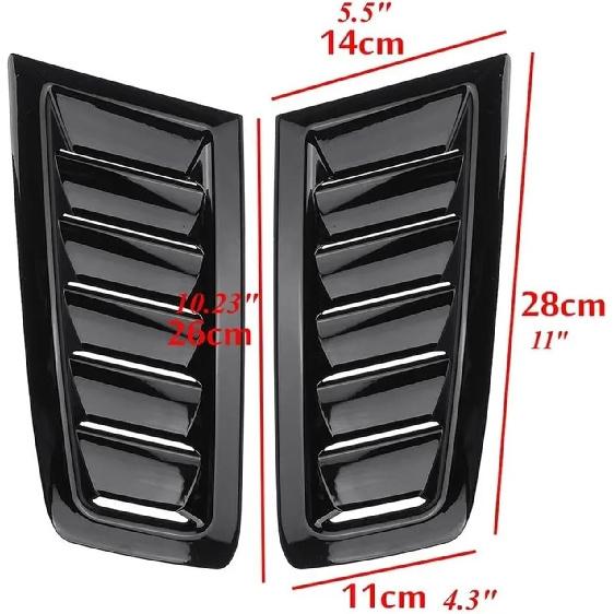 Bonnet Vents 2Pcs RS Car Front Engine Hood Bonnet Vents Air Inlet ABS Universal Air Intake Cover(Chrome Silver)