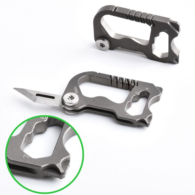 Navaja de Bolsillo Plegable de Aleación de Titanio Hebilla Abrebotellas Multifuncional Llave Hexagonal Herramienta EDC Destornillador Recto Phillips