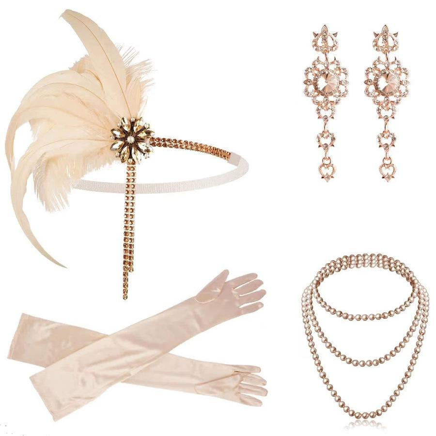 

20S Ретро Желтый Перо Бахрома Головная Повязка Маскарад Вечеринка Темперамент Женская Ювелирная Упаковка Партия