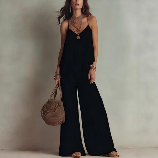 Summer 2 Piece Sets for Women, Spaghetti Strap Tank Top And Wide Leg Pants Lounge Set, Beach Vacation Travel Outfits