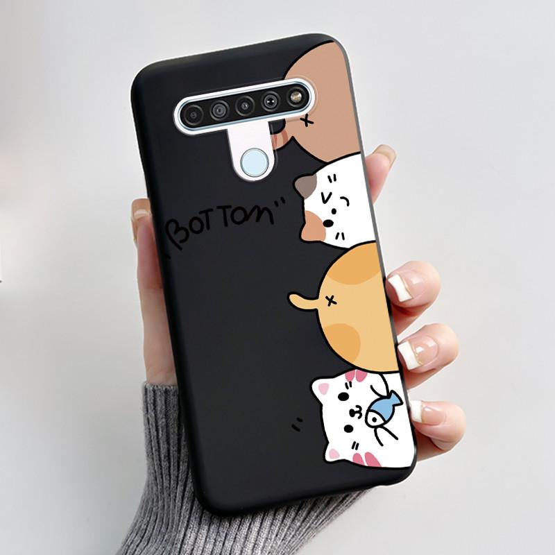 Cute Case For LG Q61 Capa For LG K61 Coque For LG Q70 Fundas Printing Shell Protective Cover Soft Silicone Cartoon Black Casing