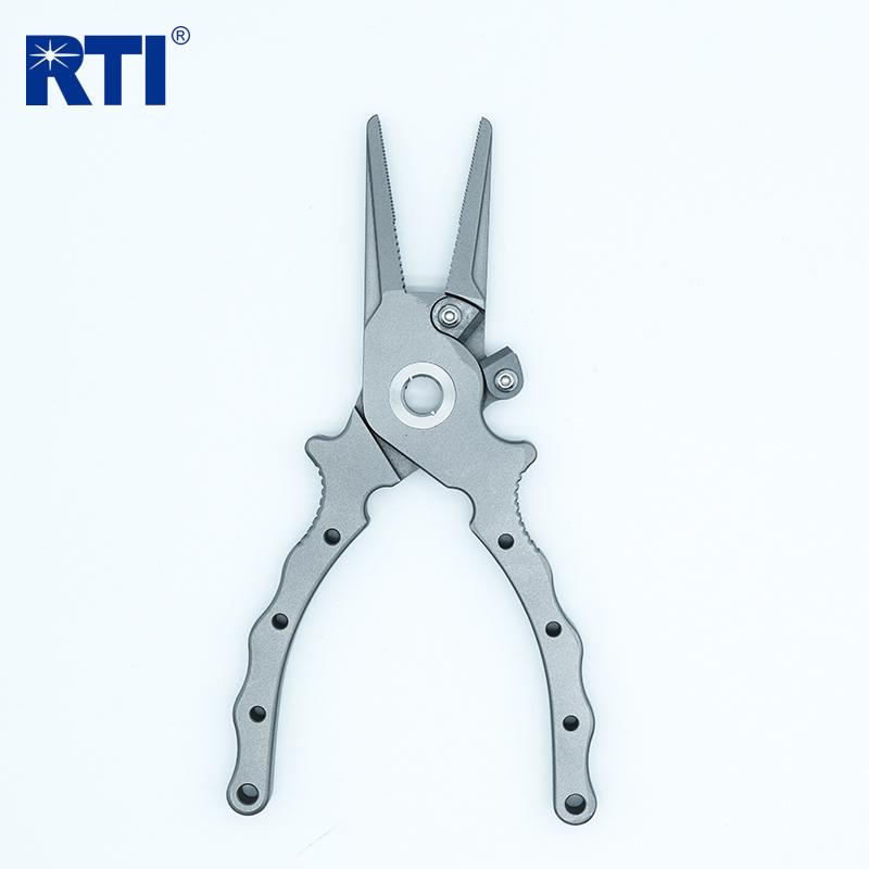 Rust Resistant Saltwater Titanium Alloy Multitool Lead Pressing Thread Cutting Fishing Pliers серый