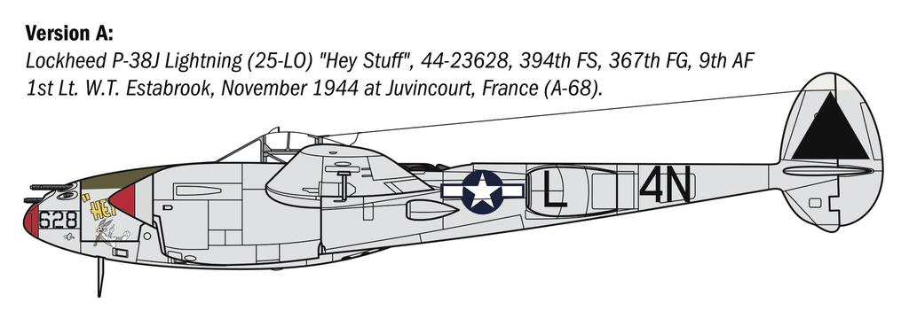 Italeri 1/48 Scale WWII American P-38J Lightning European Front Plastic Model Kit IT2834 (Airplane)