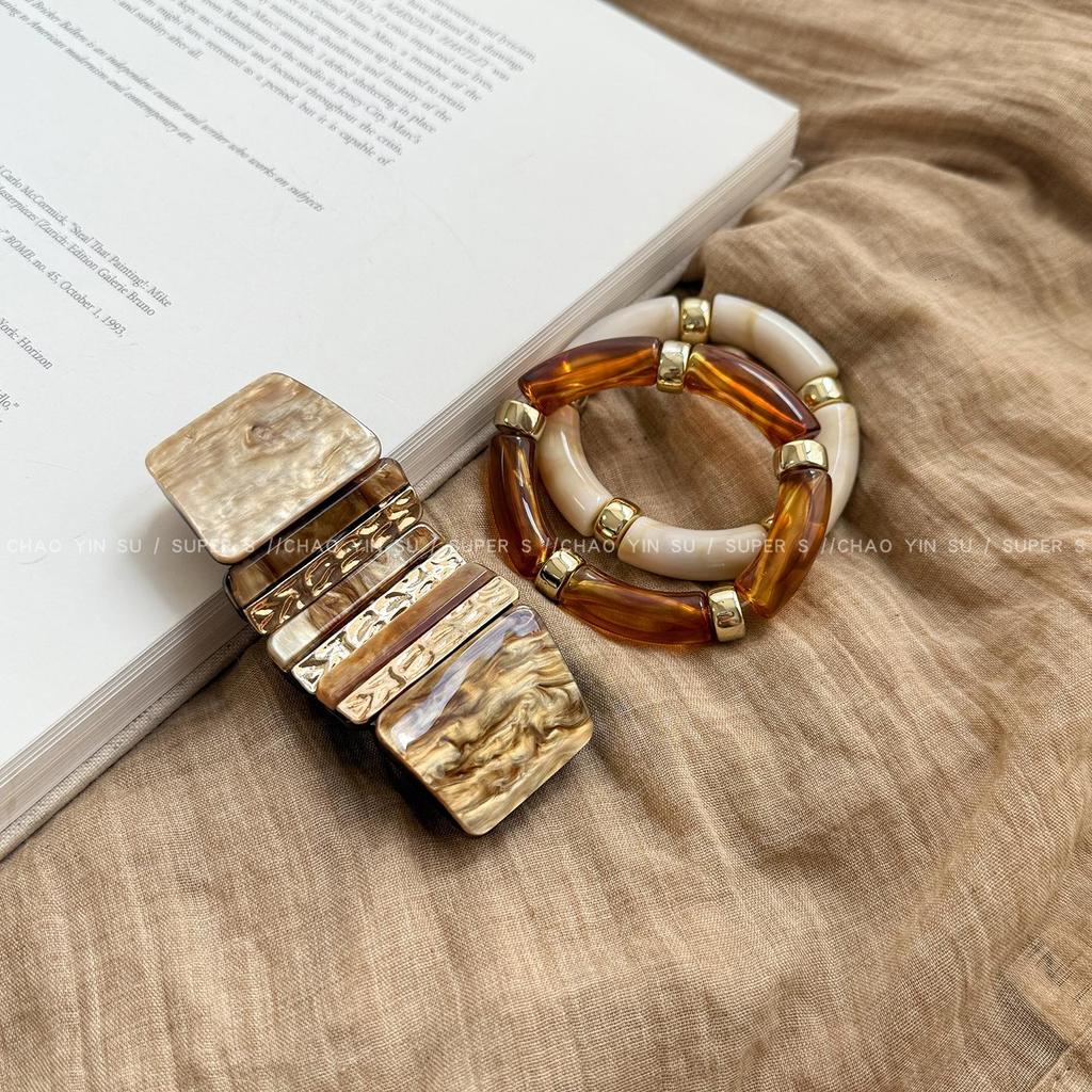 Gradient Acrylic Round Vintage Bracelet - Versatile High-End Fashion Jewelry