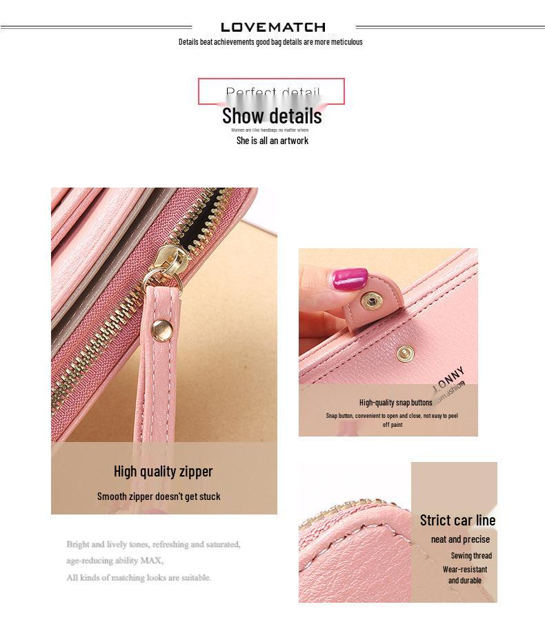 Korean Style Women's Long Zipper Wallet Wristlet Clutch - Large Capacity Card Holder