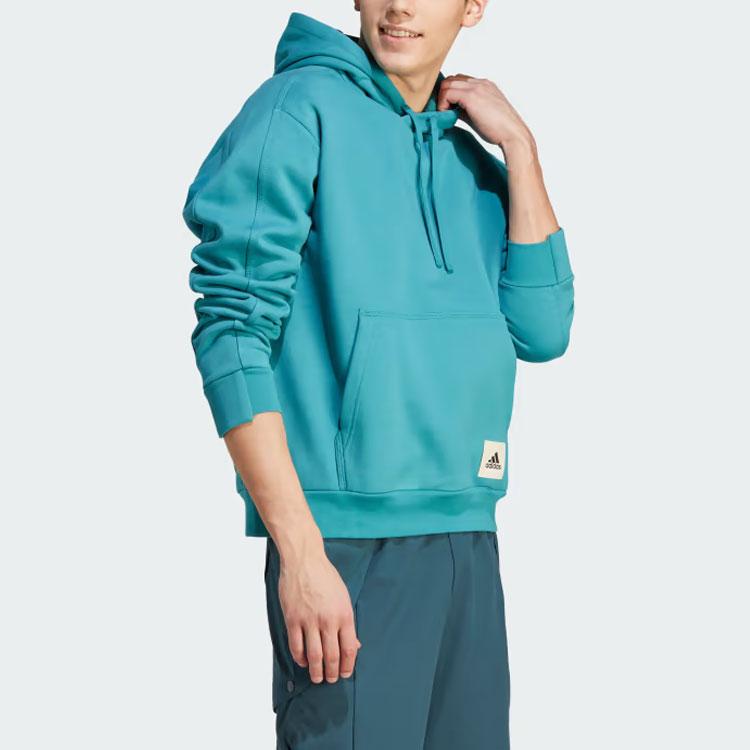 Adidas Lounge Fleece Hoodie With Logo Patch Men Tops Arctic-Blue IM0479