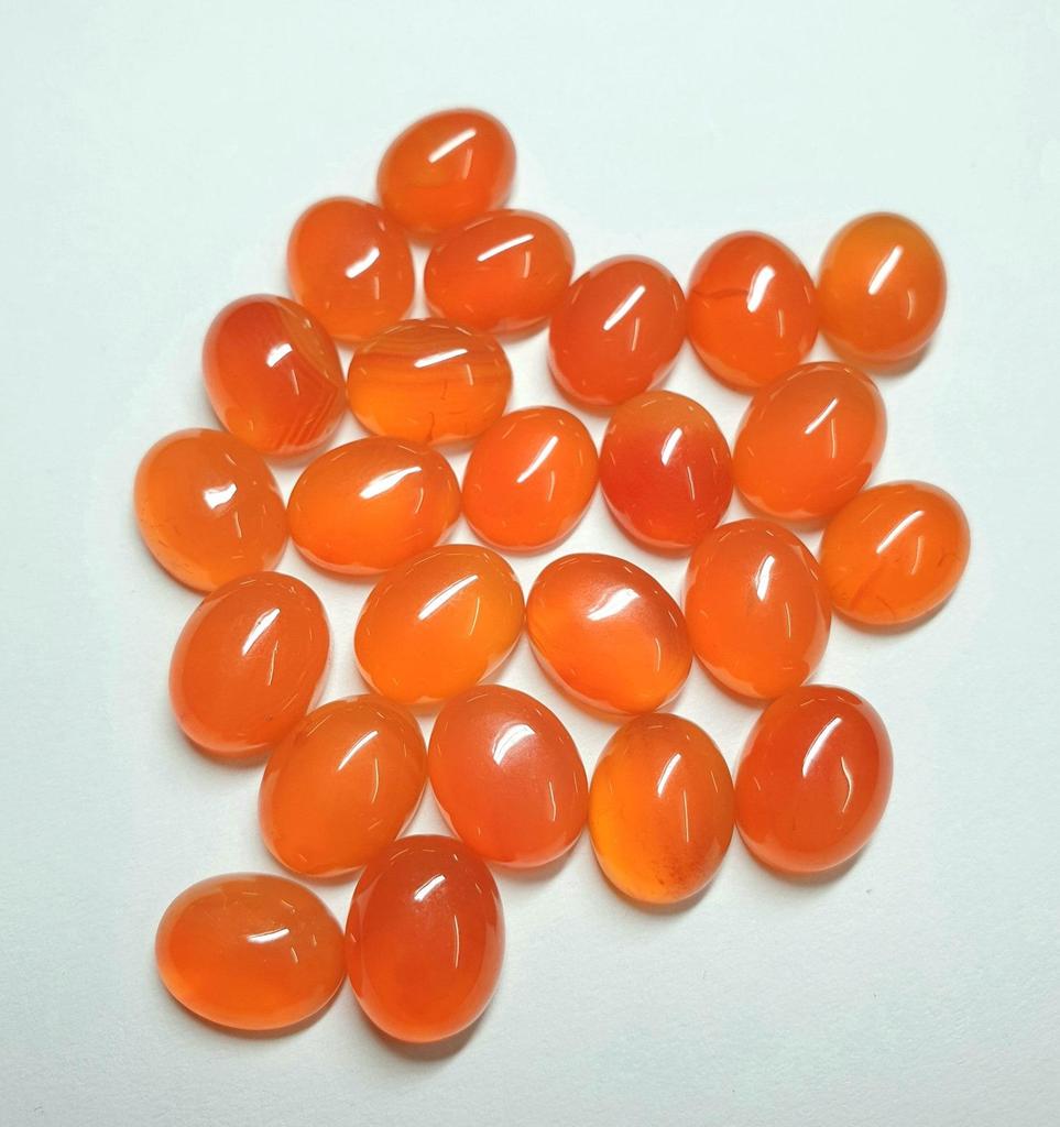 Natural AAA Carnelian Oval Cabochon Lot, Orange Carnelian Gemstone, Oval Flat Back Cabochon, Loose Stone for Jewelry Making, High Quality Carnelian