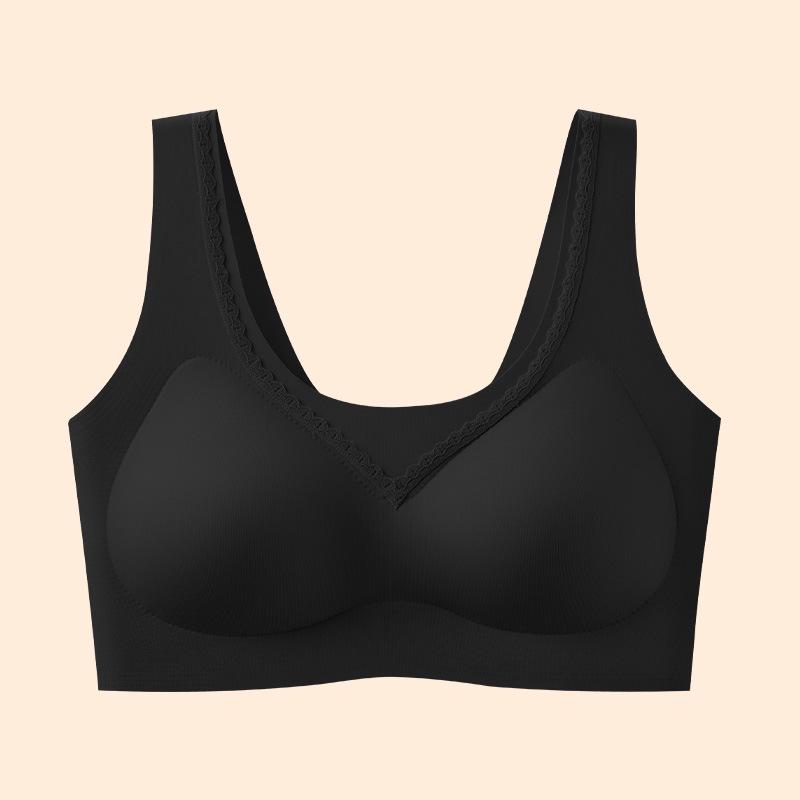 Invisible Lift Seamless Breathable Bra with Fixed Cups and Lace for Side Support - Women's Summer Collection