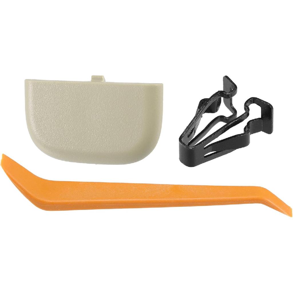 Makeup Mirror Cover Sun Visor Cap Clip for Ford Fusion Robust No.DS7Z54672A40AF | Inner Sun Visor Bolt Cover Beige with Flat Pry Bar 1 Set