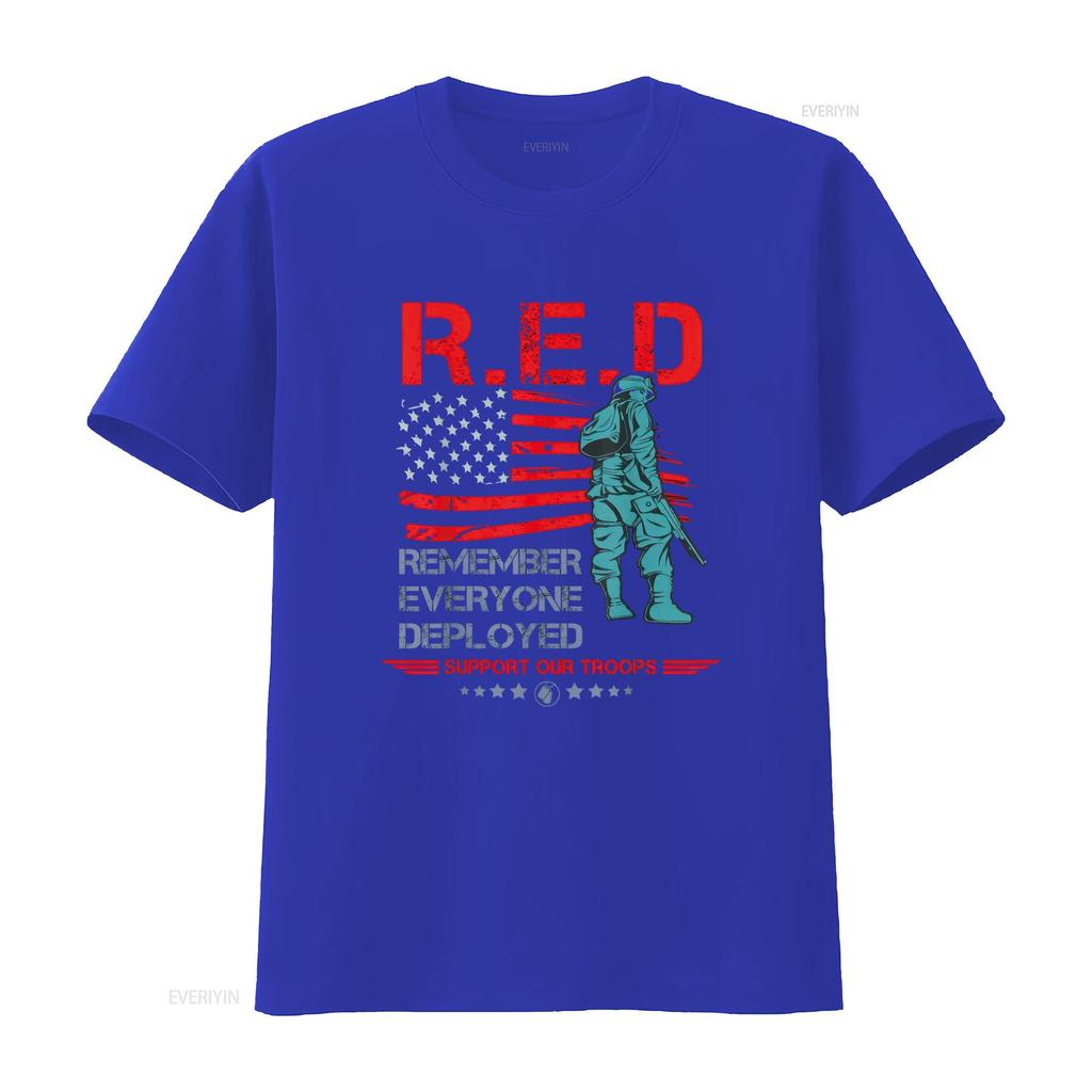 Red Friday Military T Shirt Remember Everyone Deployed Vintage Washed Comfortable Casual Top For Everyday Wear Stylish