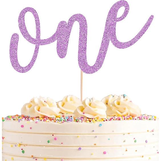 First Birthday Cake Topper - Red Glitter One Cake Decorating Supplies for Girls and Boys, Perfect for Baby Shower/Gender Revealing Party/Baby Party