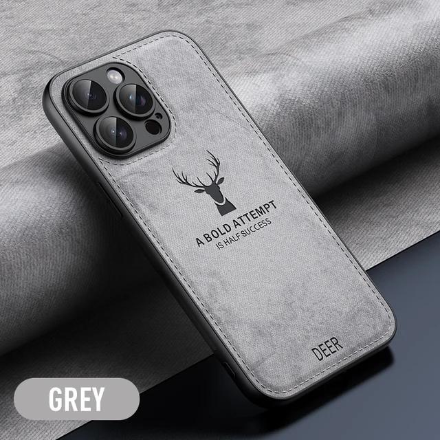 Soft Deer Head Shockproof Silicone Bumper Case For iPhone 15 14 13 12 11 Pro Max 7 8 6 S Plus SE Leather TPU Back Cover