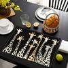4 stuks Giraf Placemats, Imitatie Linnen Materiaal, Rechthoekig, Handwasbaar, 30,48 x 45,72 Inch, Geschikt voor Restaurant, Keuken, Feest, En Huis