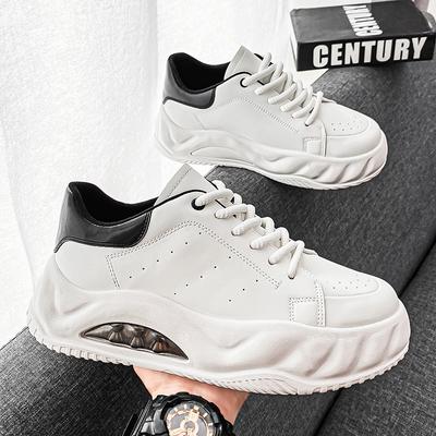 Novos Sapatos Casuais Respiráveis de Pão para Skate Sapatos Confortáveis e Antiderrapantes de Plataforma para Corrida Aumentada por Sapatos Esportivos Brancos Masculinos