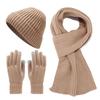 Autumn & Winter Knitted Velvet Warm Hat, Scarf, and Gloves Set - Unisex Cold-Proof Three-Piece Ensemble