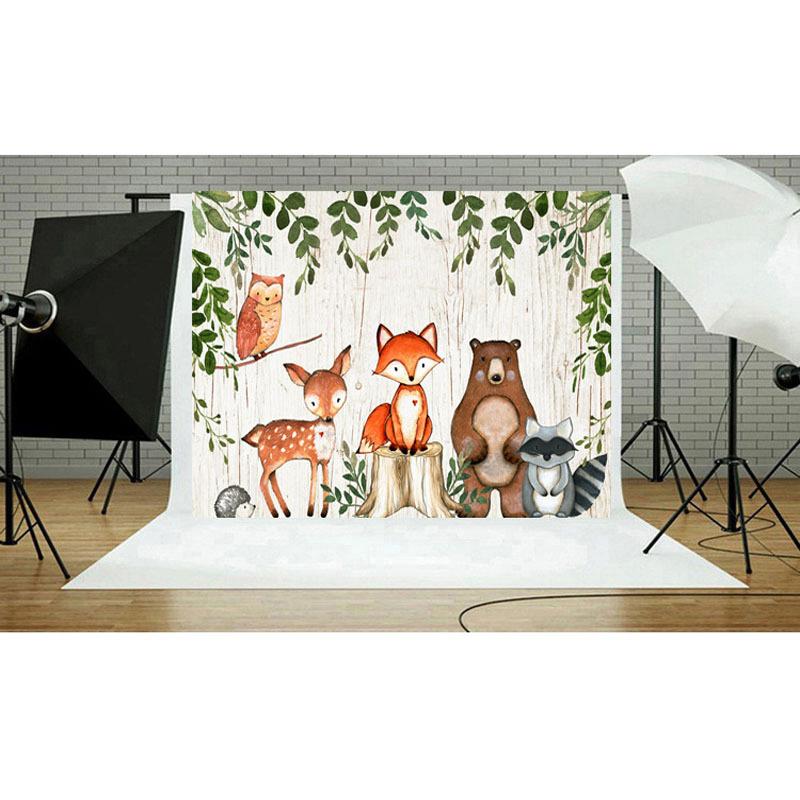 3x5ft/5X7ft/6x8ft/10x7ft Animals Backdrop Woodland Baby Shower Birthday Party Photo Background Decorate