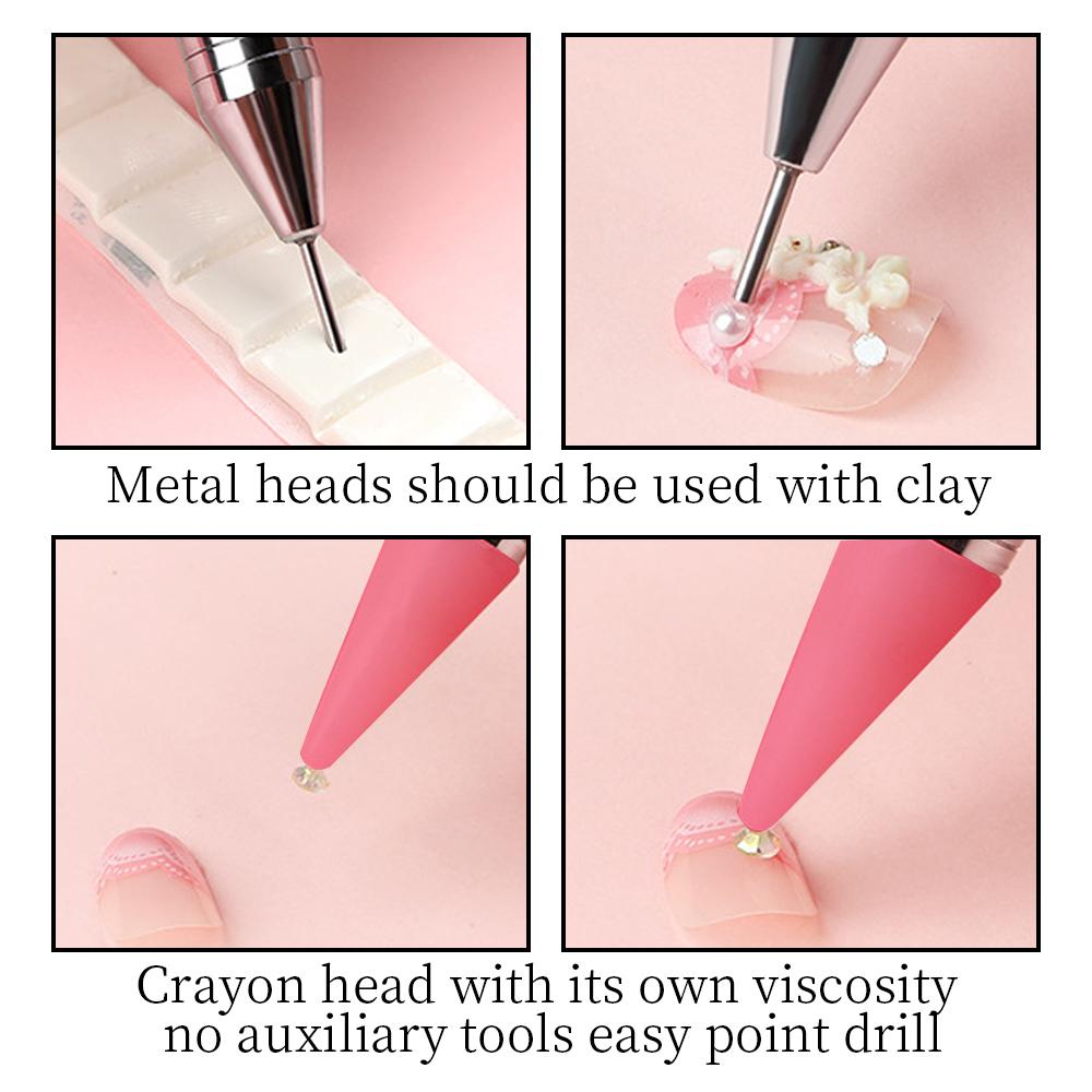 Doppelköpfe Acryl Punktierstift Wachsstift Nagelbürste Strasssteine Kristall Aufheben Nagelnieten Punktierer DIY Punktbohrer Nagelwerkzeuge