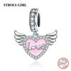 Fit Original European Bracelet 925 Sterling Silver Pink Enamel Dangle Beads Nail Polish Pendant Charms For Women Fashion Jewelry