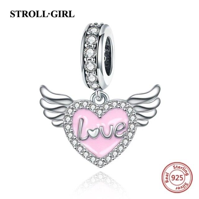 Fit Original European Bracelet 925 Sterling Silver Pink Enamel Dangle Beads Nail Polish Pendant Charms For Women Fashion Jewelry