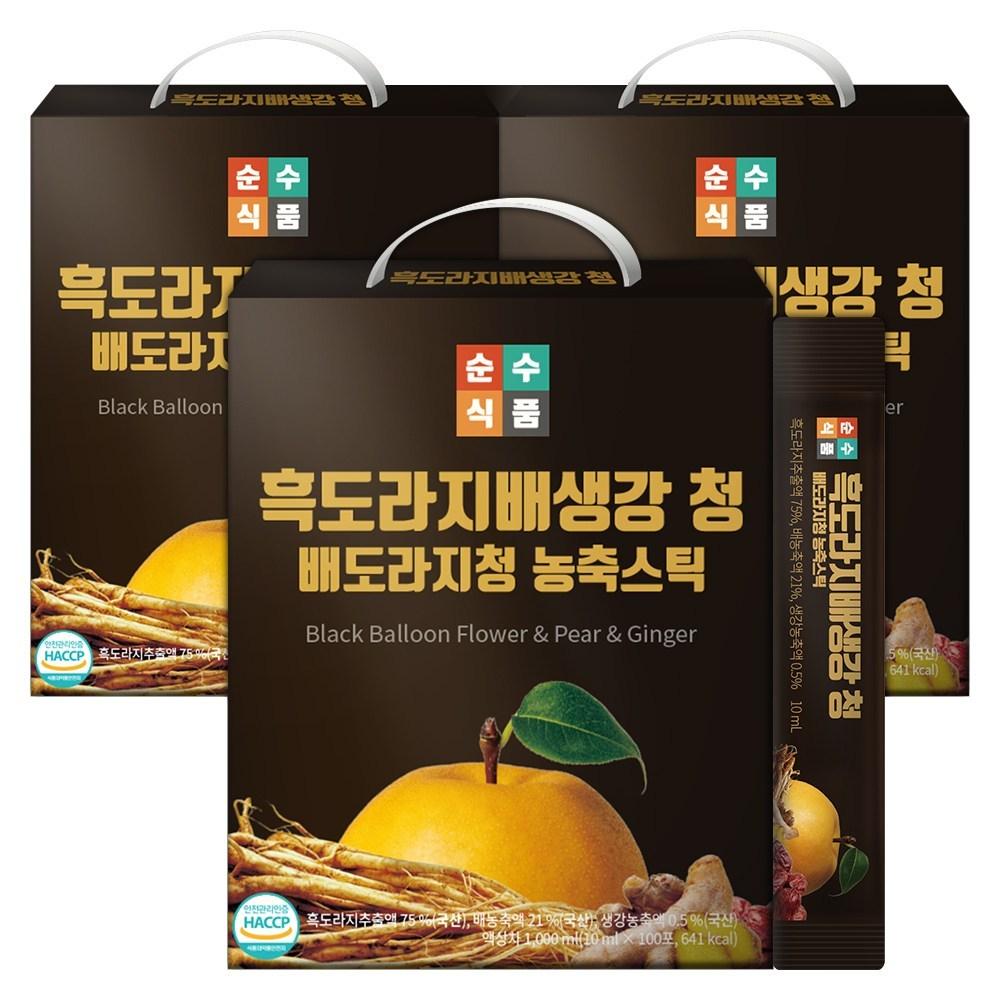 Soonsoo Foods Black Balloon Flower Pear Ginger Syrup Sticks 300 Packs (3 Boxes) Value Pack Large 10ml 300 Pcs