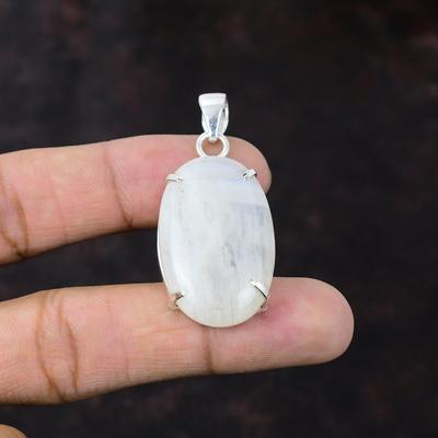 Ciondolo in pietra di luna arcobaleno, fatto a mano, ultimo design, ciondolo in argento sterling 925, ciondolo con pietra preziosa, regalo per ragazza, ciondolo meraviglioso