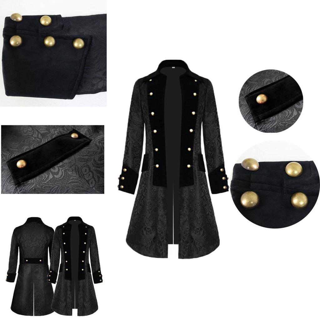 Elegant Medieval Costume Men Solid Color Jacquard Jacket Perfect For Halloween