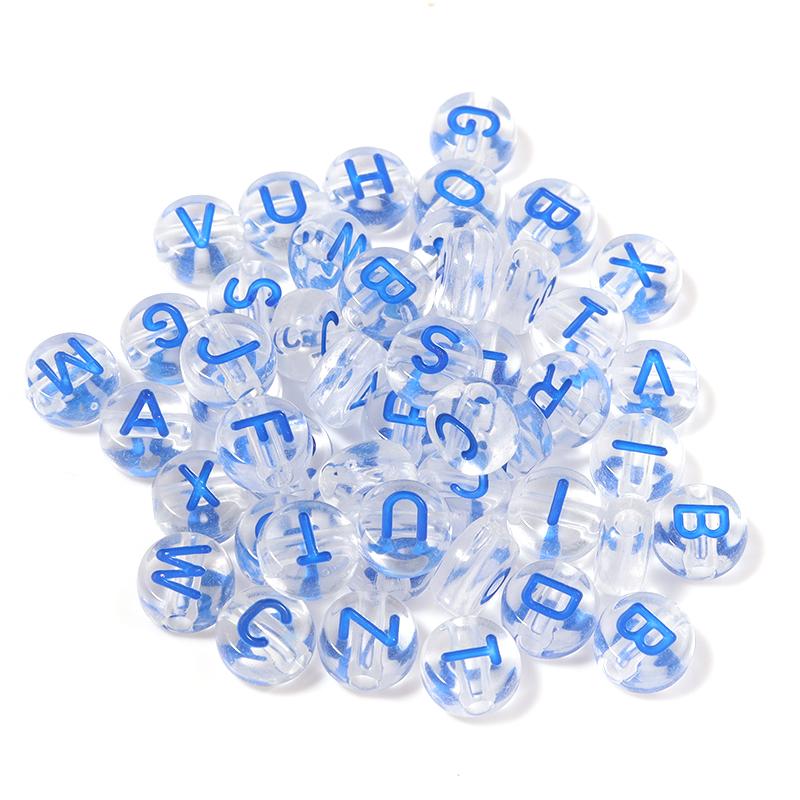 100pcs 7mm Colored Acrylic Alphabet Beads Mixed A-Z Letter Flat Round Loose Beads For Jewelry Making DIY Charm Bracelet Necklace