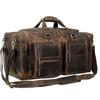 Large 24 inch duffel bags for men holdall leather travel Duffel bag overnight gym sports weekend Duffle bag (Dark Brown, 24" Large)