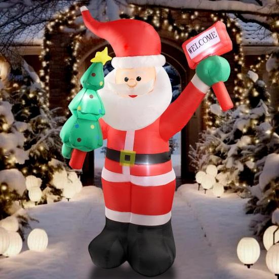 Inflatable Christmas Snowman Outdoor Decoration with LED Light Large Blow Up Snowman with Black Hat for Outside Yard Garden Lawn Party Decor