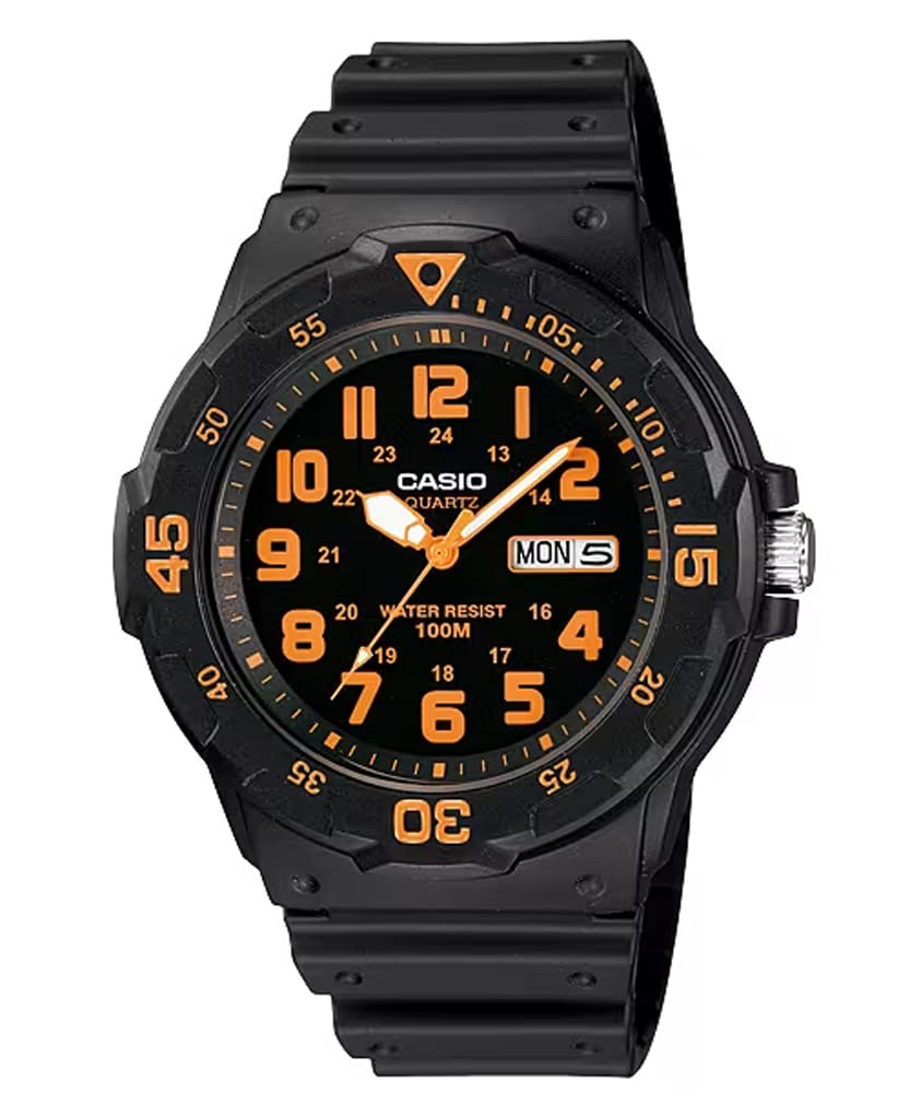 

Casio Standard Quartz Watch MRW-200H-4BV Men s Black/Orange Overseas Model [Parallel Import]
