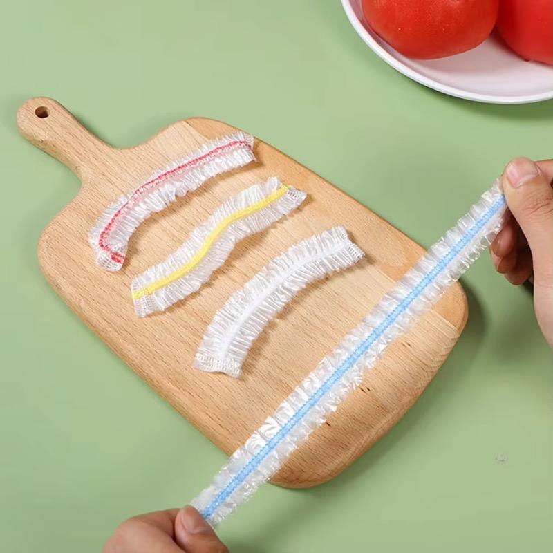 1000/100 PEÇAS Capa Descartável para Alimentos Plástico Elástico Envoltório Capas para Alimentos Tampa para Conservação Fresca de Cozinha Prato Embalagem Colorida Sacos de Armazenamento