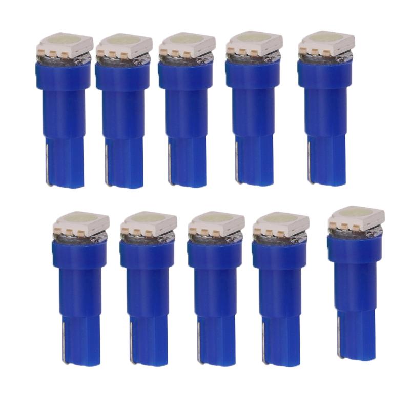 10 шт. T5 W5W 5050 1SMD Светодиодная автомобильная клиновидная боковая лампа Панель приборов Лампа индикатора прогрева Автомобильная панель приборов