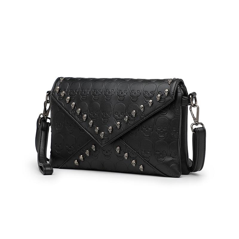 Street Trend PU Women's Bag Single Shoulder Skull Head Diagonal Cross Handheld Personalized Embossed Women's Bag