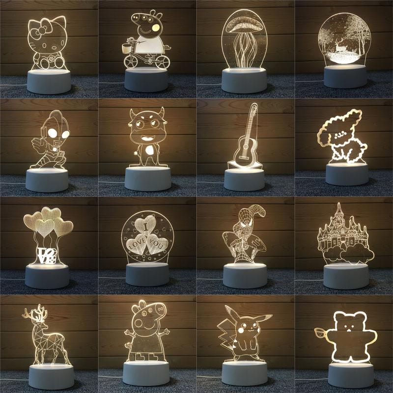3d Nightlight Vision Bedroom Creative Desk Lamp Diy Holiday Gift Usb Direct Plug