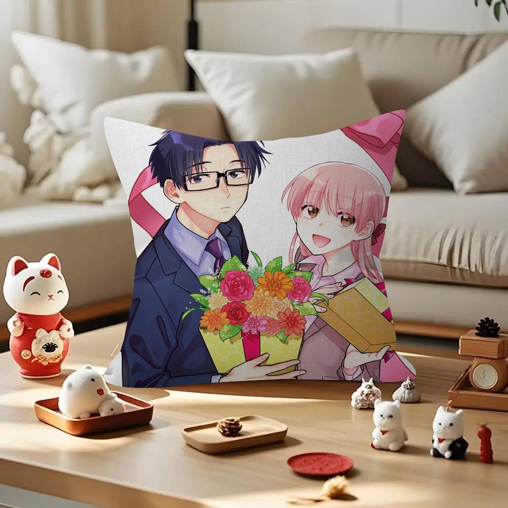 Romantic Anime W-Wotakoi  Pillow Cover Design cushion Cover decor Holiday Decorati