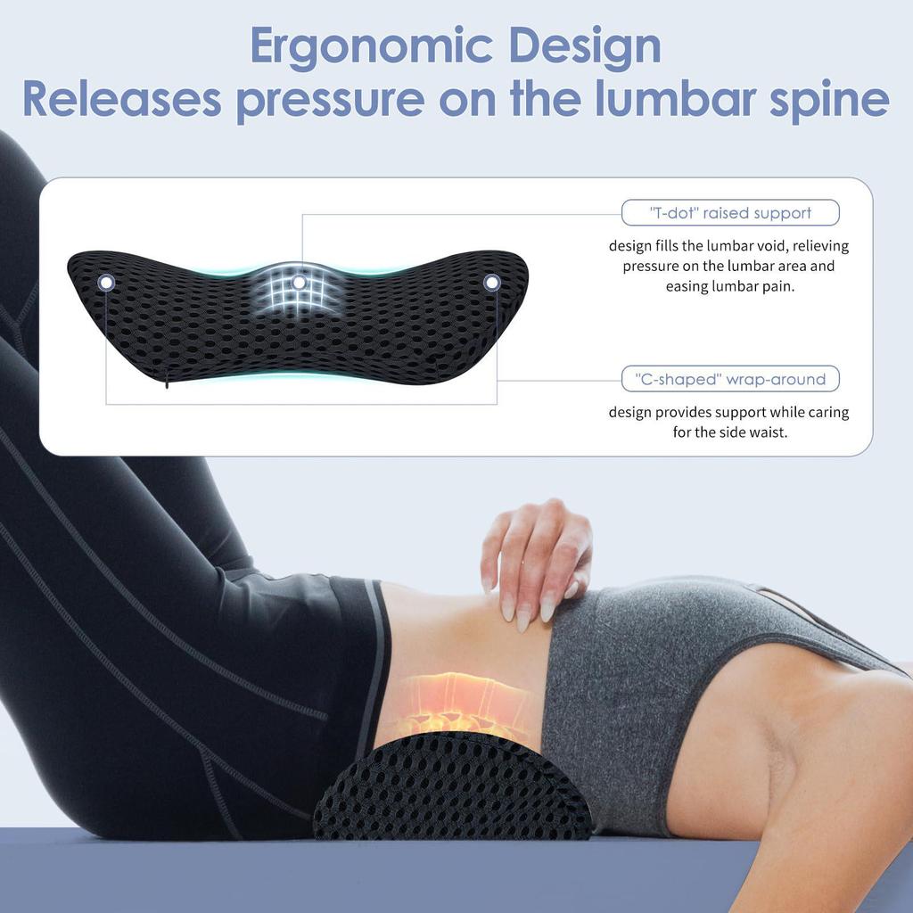 Memory Foam Breathable Lumbar Support Pillow for Car and Office Chairs