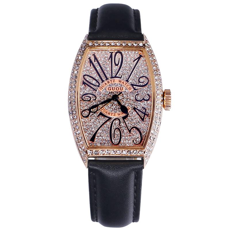 Barrel-shaped Women's Watch with Large Dial, Trendy Diamond-set British Fashion Women's Watch