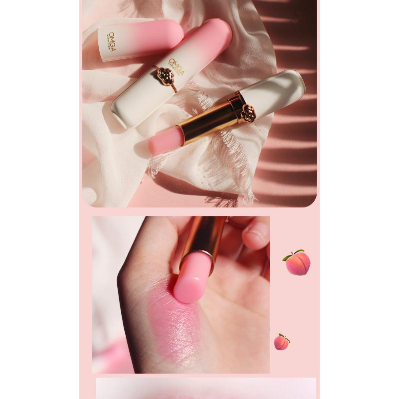 Pfirsichfarbener Lippenbalsam, Kristalltemperaturänderung, Lippenstift, Mädchen, feuchtigkeitsspendend, langlebig, Lipgloss, Make-up, Lippenpflege, Reparatur, Kosmetik