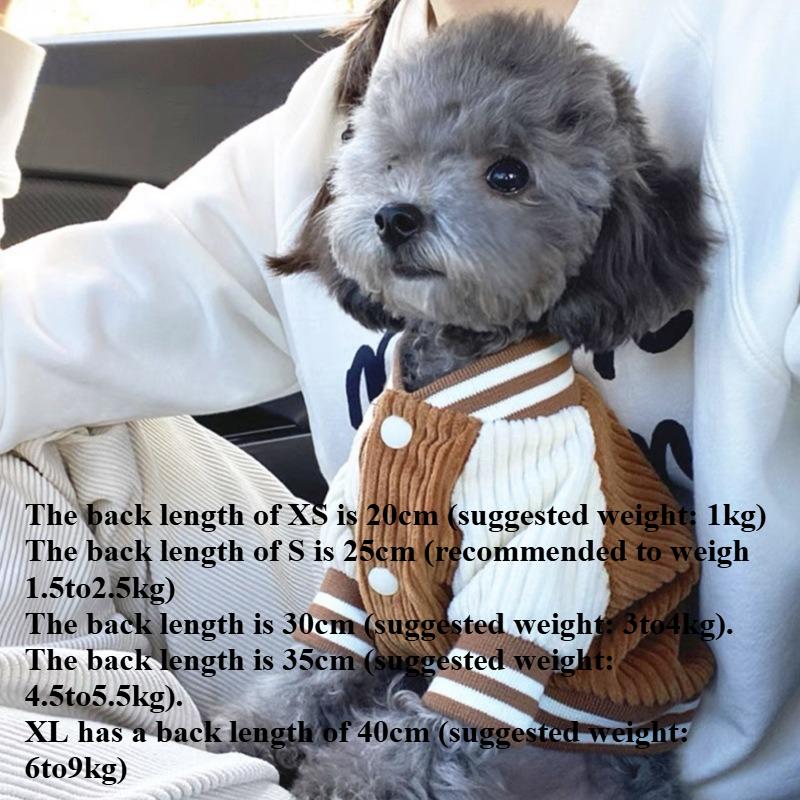 Winter Puppy Clothes Solid Dog Coat for Small Dogs Warm Embroidery Baseball Jersey Cat Coats Yorkie Dachshund Outfit Dog Jacket