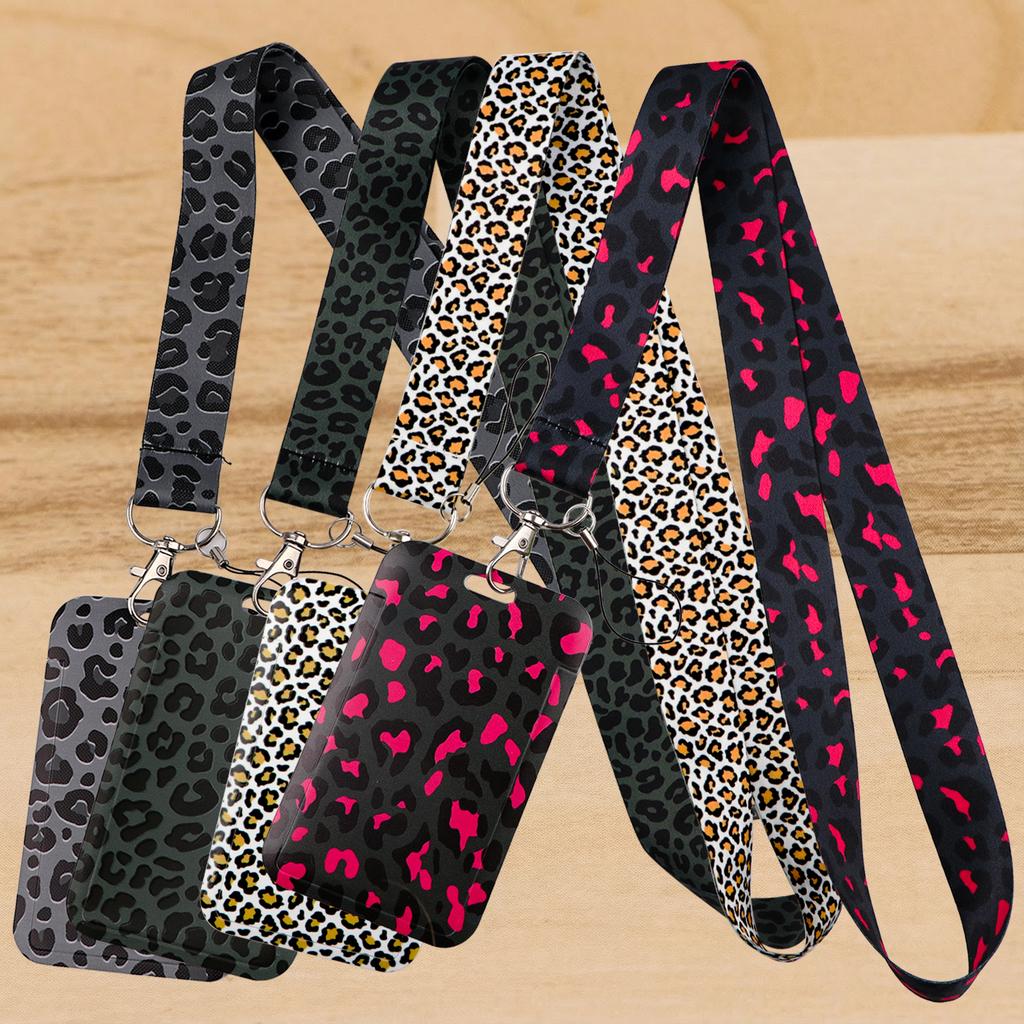 Leopard Prin Trendy Credential Holder Animal Lanyards for Key Neck Strap For Card Badge Gym Keychain Keyring Accessories Gift