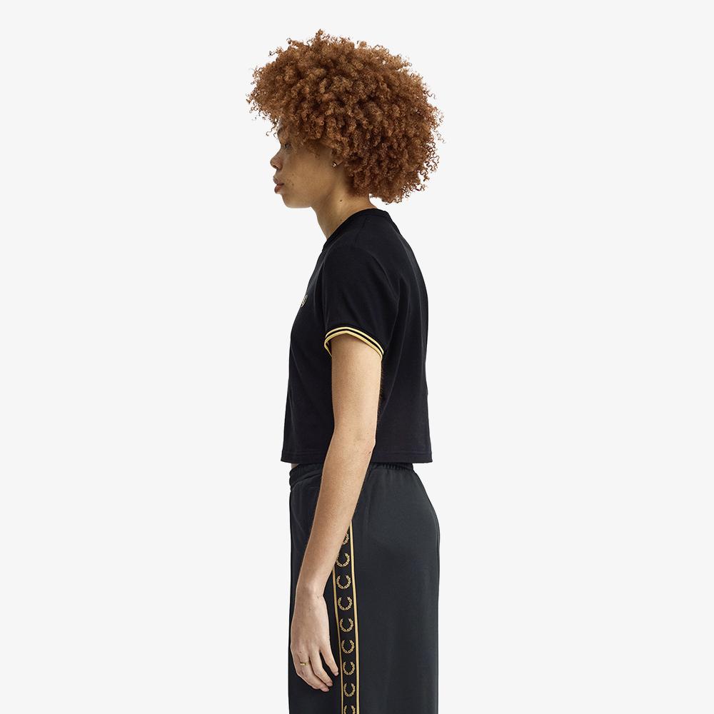 Fred Perry [Womens] Tipped Pique T-Shirt - Black/Champagne Afpf2612171-90A