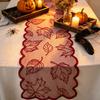 Autumn Indoor Home Accents Fall Table Runner Decorations Maples Leaves Lace Orange Hollow Embroidery Runner Harvest Thanksgiving Decorations