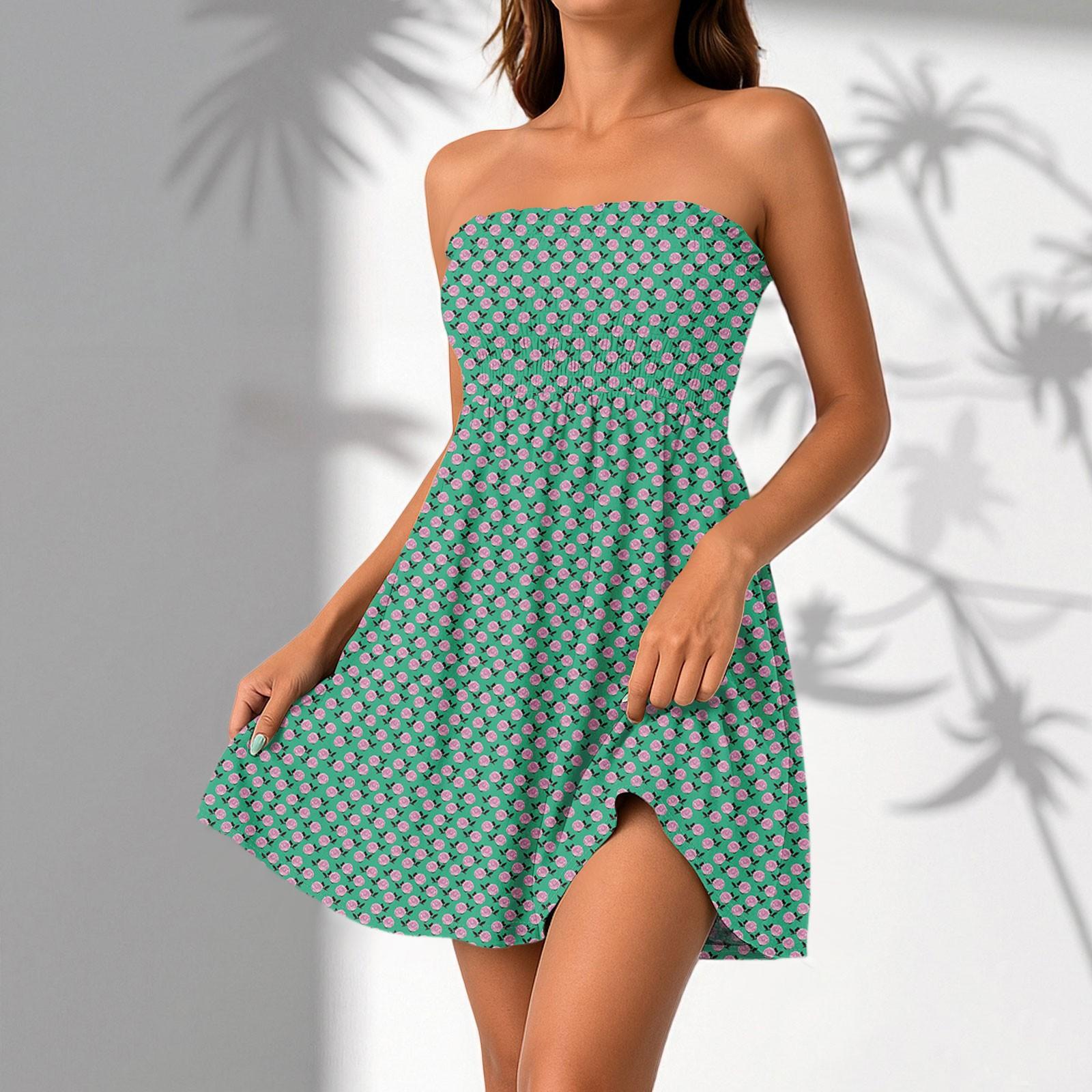 

Женские повседневные летние платья без рукавов, весеннее лоскутное бохо-цветочное коктейльное вечернее платье M зелёный