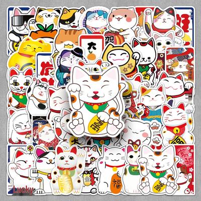 50 Cute Chinese Style Lucky Cat Stickers for Decoration and Stationery