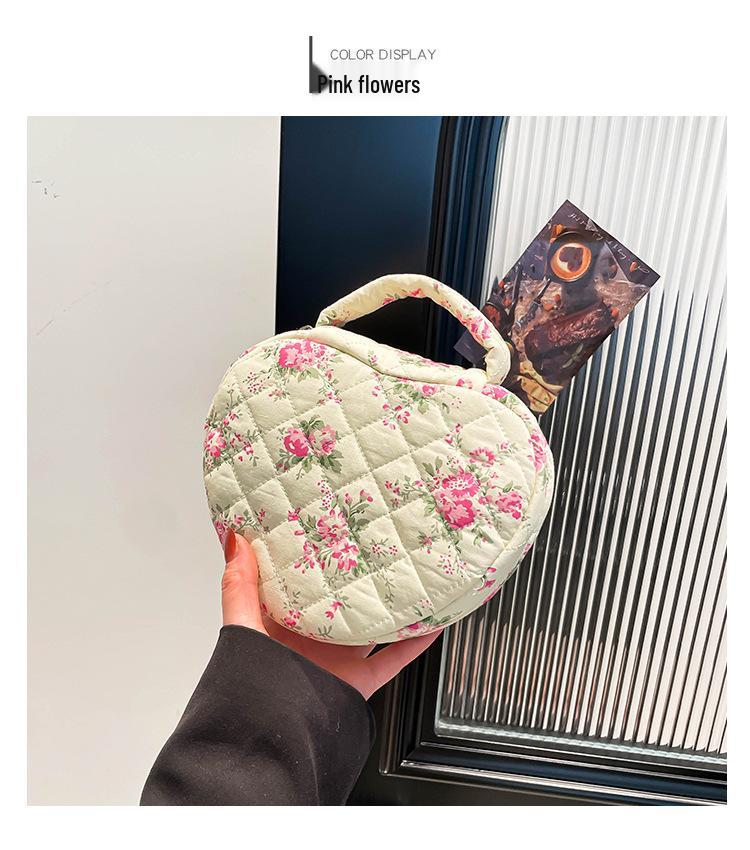 Floral Print Portable Makeup Bag with Large Capacity