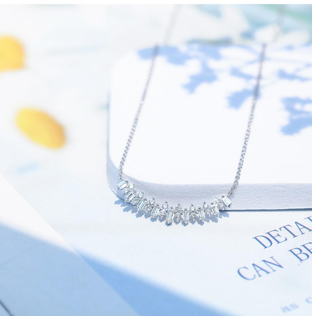 White Gold Smile Nis Celebrity Necklace, Bright Ladder Diamond Clavicle Chain, White Gold Real Diamond Pendant Ladies