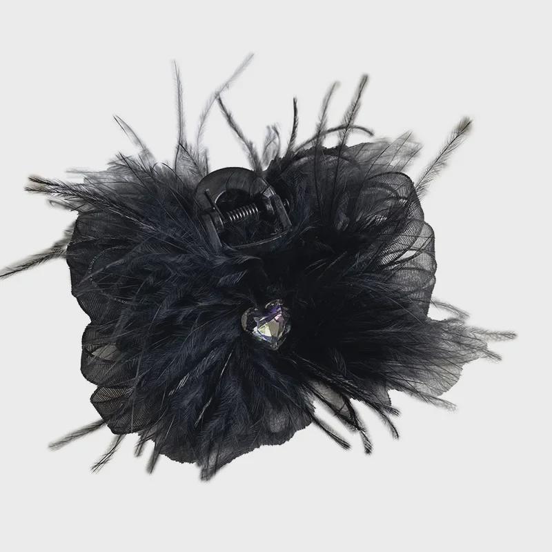 Autumn & Winter 7cm Rhinestone Feather Shark Hair Clip - Pure Desire Style Hairpin